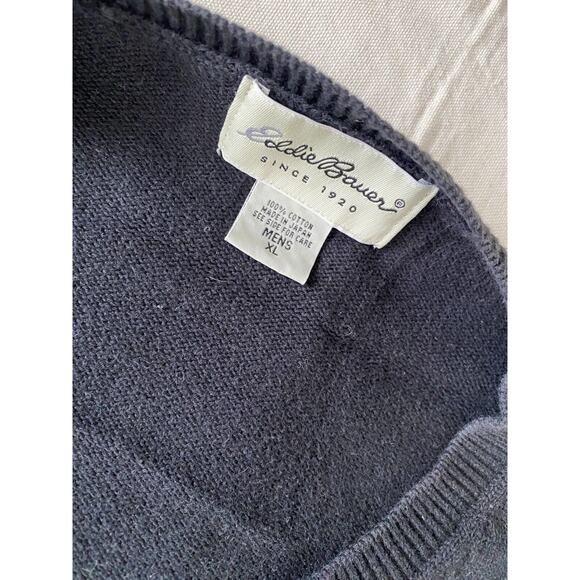 Eddie Bauer Men's Cotton Vintage Pullover Sweater X Large V-Neck - Picture 2 of 4
